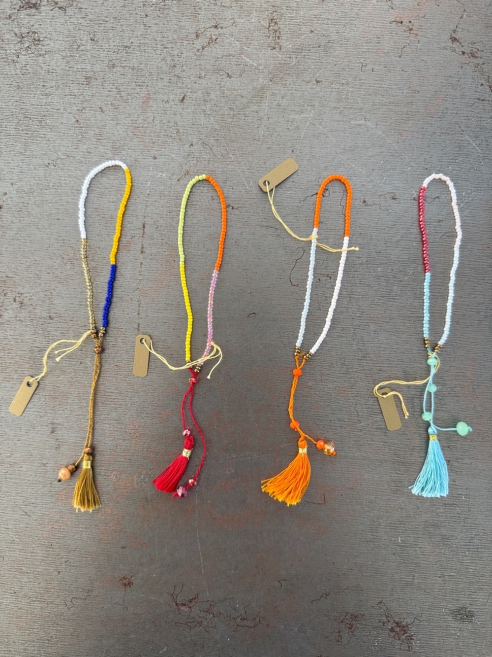 Colorful Beaded Adjustable Bracelets w/ Tassels – Handmade Style, Boho Stack